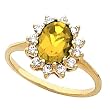 14K Yellow Gold Citrine and Diamond Ring