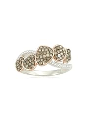 10k Rose and White Gold Bedrock Natural Brown and White Diamond Ring (1/3 cttw)
