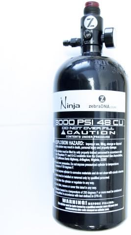 Ninja Air Aluminum HPA N2 Paintball Tank 3000psi (Click-a-size/color) (ZebraDNA Deluxe Ninja Kit, 48ci)