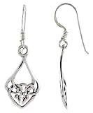 Sterling Silver Diamond-shaped French Ear Wire Braided Celtic Dangle Earrings, 1 3/8 (36mm) tall