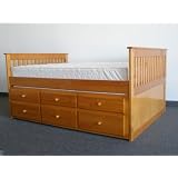 Captains Bed Full with Twin Trundle and Drawers in Honey