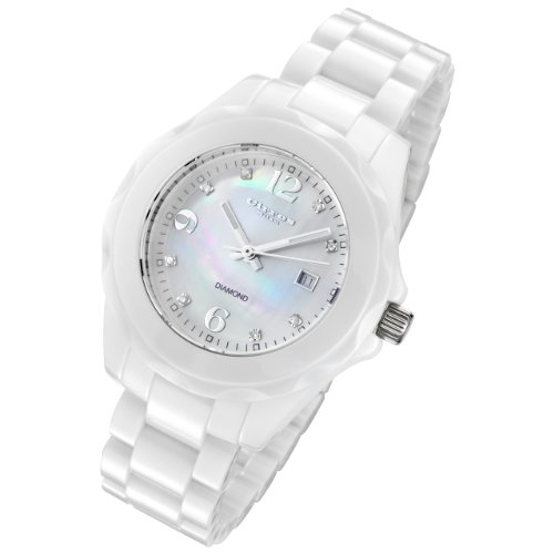 Cirros Milan Pure White Ceramic with MOP Diamond Dial Ladies Watch