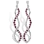 10k White Gold Ruby and Diamond Twist Earrings