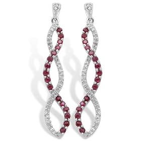10k White Gold Ruby and Diamond Twist Earrings by Amazon.com Collection