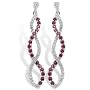 10k White Gold Ruby and Diamond Twist Earrings