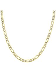 14k Solid Gold 24" White Pave Figaro Chain 2.25mm wide