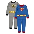 Toddler Boys' 4-piece Batman/Superman Pajama Set - Grey/Blue