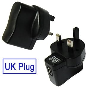 LUPO BLACK 1000mA Apple Ipod Charger USB Power Adapter (charges MP3 players, Mobile phones, PDA's & Digital Cameras)