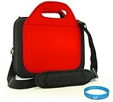 Red Neo Cube Series Protective Hard Shell Carrying Case with Adjustable Shoulder Strap for ASUS Eee Pad Transformer TF101-A1 10.1-Inch Tablet Computer 16GB and 32GB + SumacLife TM Wisdom Courage Wristband
