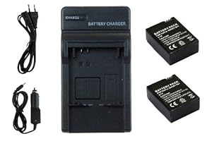 2x Baterías AHDBT-301 + Cargador para Gopro Hero3 Black, White & Silver Edition -1050mAh-
