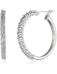 Sterling Silver Diamond Hoop Earrings (1/10 cttw, I-J Color, I2-I3 Clarity)
