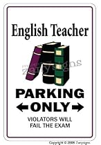 ENGLISH TEACHER ~Novelty Sign~ parking school book gift
