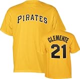 Roberto Clemente Gold Majestic Cooperstown Throwback Player Name and Number Pittsburgh Pirates T-Shirt