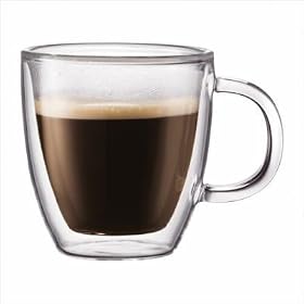 Bistro 5 oz Double Wall Insulated Glass Mug with Handle (Set of 2) by 