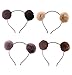Elaine Room Headband Bear Ears Fluffy Furry Soft Ball Cute Fashion Hoop Hairband Halloween Christmas Party Birthday Headwear Cosplay Costume for Girls Boys Toddlers Kids Adults (B Set)