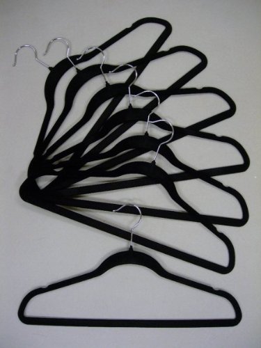 100 Huggable Velvet Hangers - Black (Black) (10