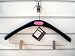 WOODEN HANGER CURVY - BLACK SATIN WITH PINK PLAQUE 39CM