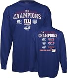 New York Giants -Blue- 3X Super Bowl Champions Commemorative Long Sleeve T-Shirt