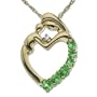 14k Yellow Gold Created Emerald and Diamond Mother Holding Child Pendant, 18"