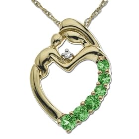 Buy 14k Yellow Gold Created Emerald and Diamond Mother Holding Child Pendant, 18 by Amazon.com Collection