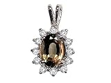 1.62 cts Genuine Smoky Quartz and Diamond Pendant - 14kt White or Yellow Gold