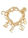 GUESS Gold Charm Triple Chain Bracelet, GOLD