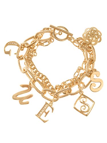 Childrens Toyshop  Jewelry : GUESS Gold Charm Triple Chain Bracelet, GOLD