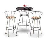 Chrome Bar Table & 2 Chrome 29" Rainbow Polka Dots Fabric Seat Barstools