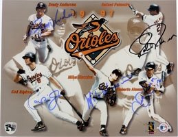 Orioles, Baltimore (1997) Autographed/Hand Signed 8x10 Photo By Brady Anderson, Rafael Palmeiro, Cal