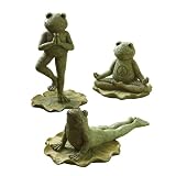 Grasslands Road Lilypad Lane Smiling Yoga Frogs on Lilypads, Three Position Styles, Set of 3