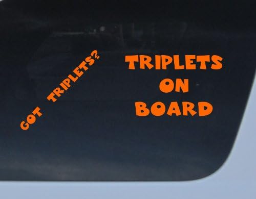 GET 2 decals Got Triplets? and Triplets on Board Orange Car Auto Window Sticker boy girl baby