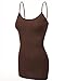 Emmalise Clothing Women's Basic Casual Plain Long Camisole Cami Top Tank, Heather Brown, Small