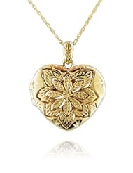 18k Gold Over Sterling Silver Floral Embellished Keepsake Locket Pendant