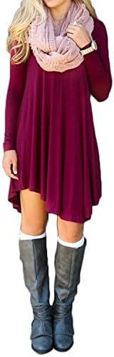 Shivali Sethi Women's Long Sleeve Casual Loose T-Shirt Dress