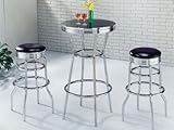 3pc Bar Table & Bar Stools Set Chrome Finish