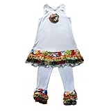 Frillys Girls 2 piece Set, Sleeveless Top and Leggings. Multicolor.