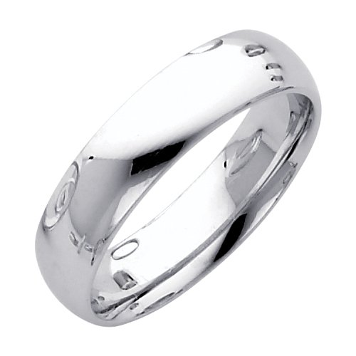 14K White Gold Comfort Fit Wedding Band Ring - 5 mm