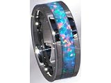 6mm Precious Opal Tungsten Carbide Ring with Red/green Inlays