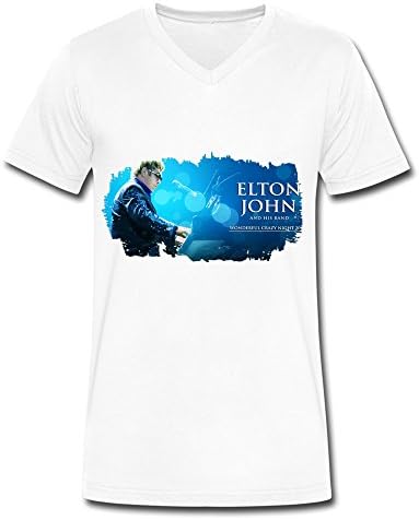 Elton John Wonderful Crazy Night Tour 2016 Fashion V Neck T Shirt For Men White