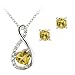 Sterling Silver Citrine & Diamond Accent Swirl Heart Necklace and Earrings Set