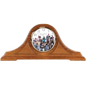 Custom Clock - Radio-Controlled Atomic Oak-finished Mantel Clock with Customized Dial