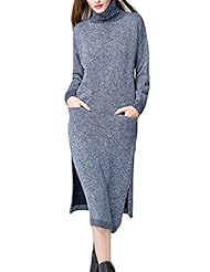 Sweater Chiffon/Cotton/Knit Slit Long Sleeves  Dress