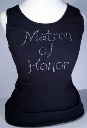 Rhinestone Matron of Honor Tank Tops. Perfect for All of Those Pre-wedding Parties and Events. Wear to Bridal Showers, Bachelorette Parties, Rehearsal and Engagement Parties. More Designs Also Available for the Bride, Bride to Be, Bridesmaids, Mother of the Bride and Groom, Just Married and the Flower Girl. If You and Your Attendants Love Bling, These Tank Tops Are for You! Available in 5 Sizes and 4 Colors (Xxl (14-16), Black Matron of Honor)