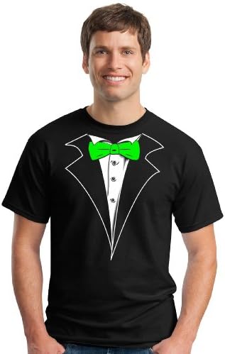 Classic Tuxedo T-Shirt with Neon Green Tie- XXXLarge,Black
