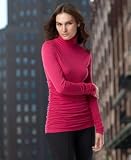 DKNYC Ruched Long-Sleeve Turtleneck
