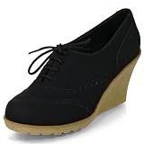 Damen Schn�rschuhe Wedge Pumps mit Keilabsatz MQ1103
