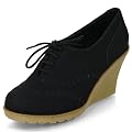 Damen Schn�rschuhe Wedge Pumps mit Keilabsatz MQ1103