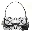 Coach Signature Poppy Lurex Layla Flap Shoulder Handbag Bag Purse 18136 Black White