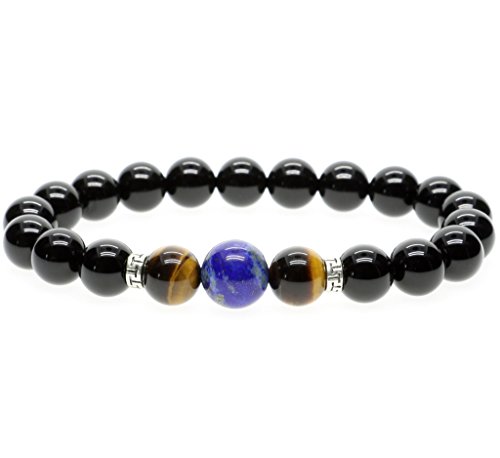 AmorWing Unisex Tiger Eye and Black Onyx Prayer Mala Bracelets
