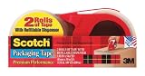 Scotch  Packaging Tape 2 pk w/ Reusable Dispenser  48mm x 50m 2 Rls of 3850 + 1 Reusable Disps